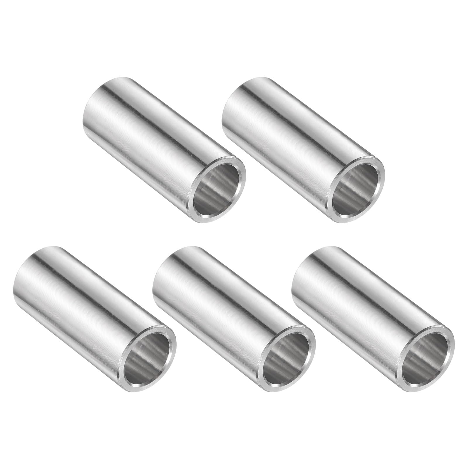 uxcell 5pcs Stainless Steel Spacer 3/4" Bore x 1" OD x 2" Length Screw Bushing Plain Finish Round Metal Spacer for 3/4" Screws Bolts and Rods