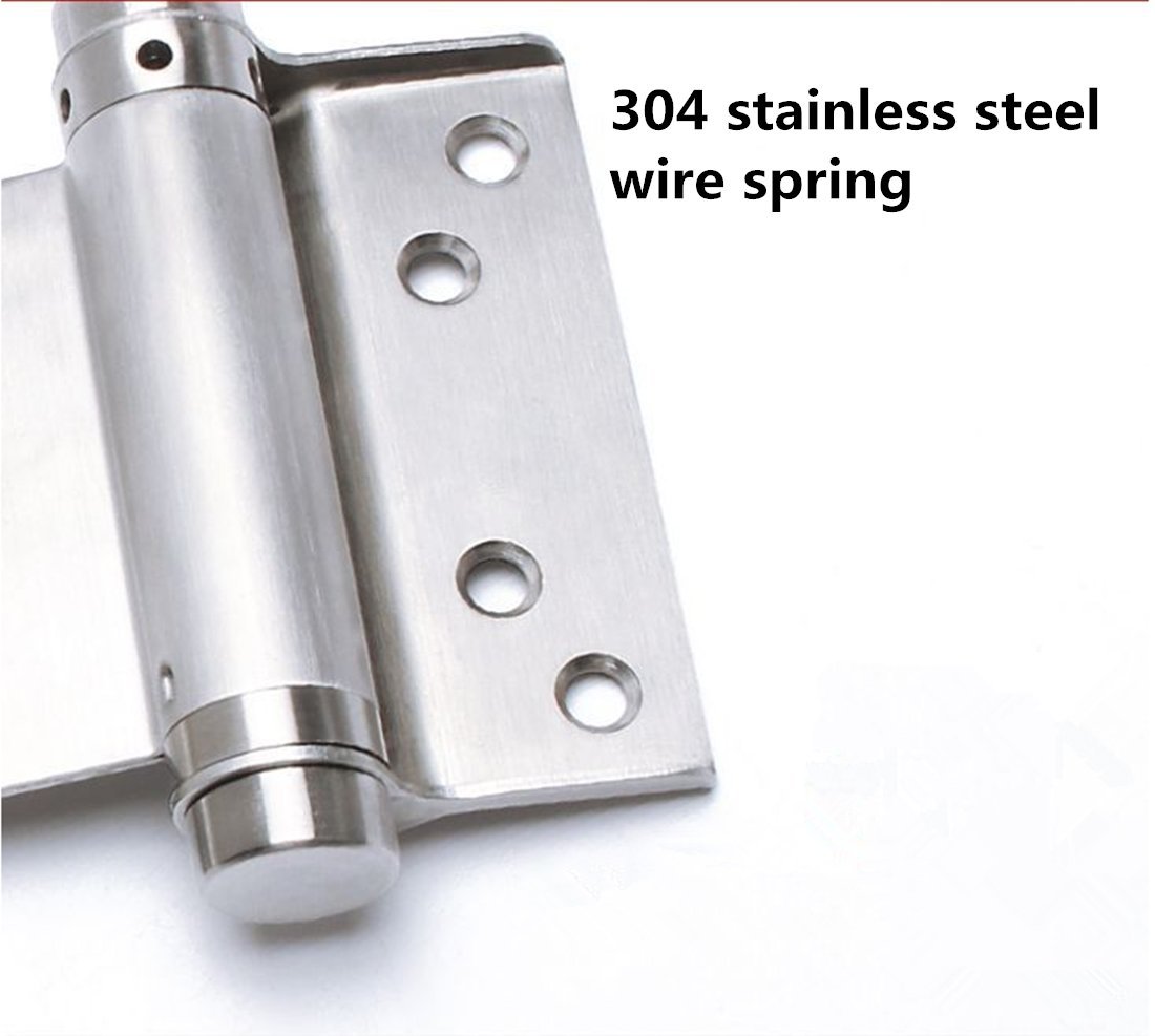 Bisagras de Doble Acción 125 mm Acero Inoxidable 304, Ajuste de Tensión, Cierre Automático, Soporta 40 kg, Ideal para Puertas de Salones, Cafeterías y Más (2 Piezas)