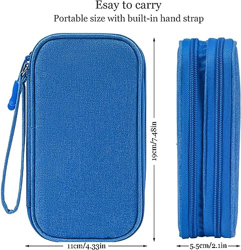 Image of CAOODKDK Electronics Accessories Organizer Pouch, Electronic Organizer Travel Case Cable Organizer for Cable, Charger, SD Card, Business Travel Gadget Bag (Blue)