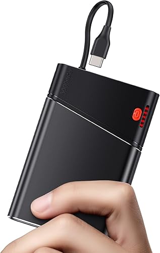 Cargador portátil de batería - Batería de 5000 mAh con cable USB C, compatible con iPhone 17, 16, 15, Samsung S22, S21, Google iPad, etc