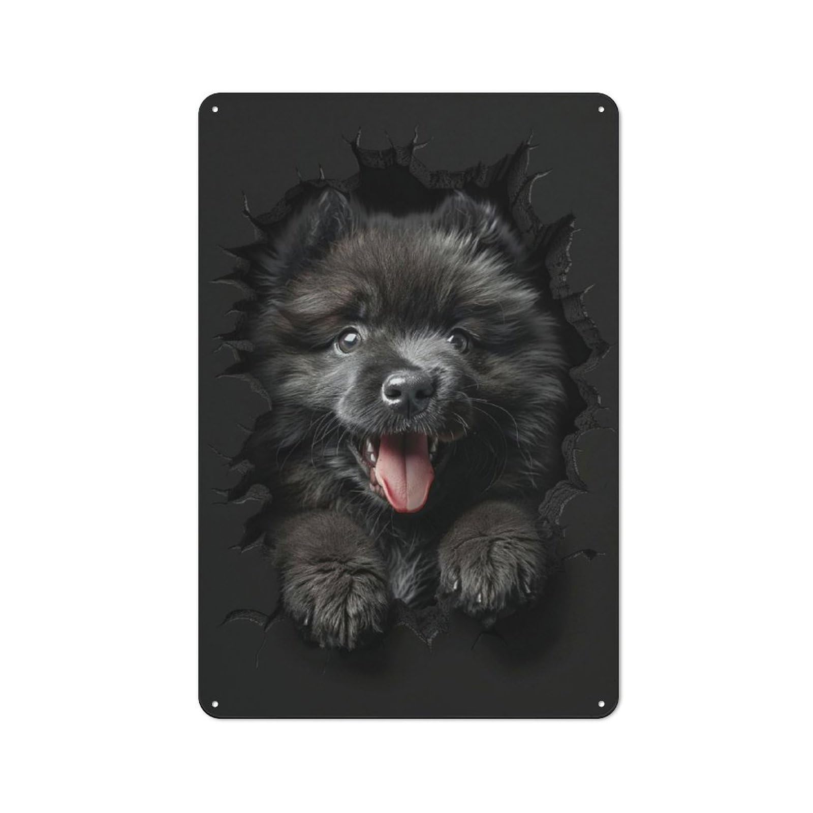 Junmoney Keeshond Printed Metal Sign 30X20cm For Pub Or Café, With Clear Industrial Wall Decor Character