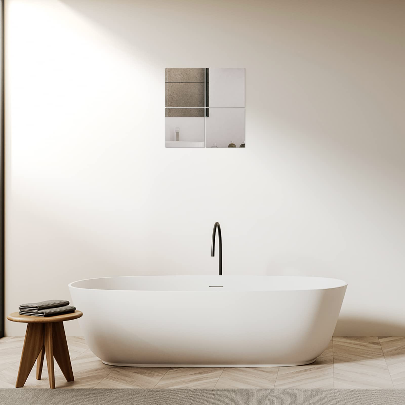 Newpop 10 Pezzi Specchio da Parete Senza Cornice 20 X 20 cm, Flessibile Specchi Adesivi da Parete in Acrilico, Autoadesivo Non Vetro Specchio per Decorazioni Fai da Te, Armadio, Muro, Casa, Bagno