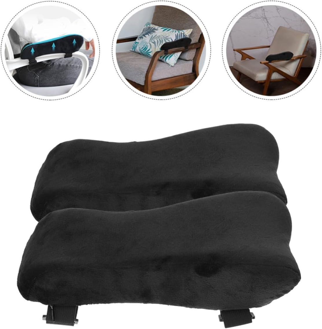 OSALADI 2pcs Memory Foam Chair Armrest Covers for Gaming Chairs, Black