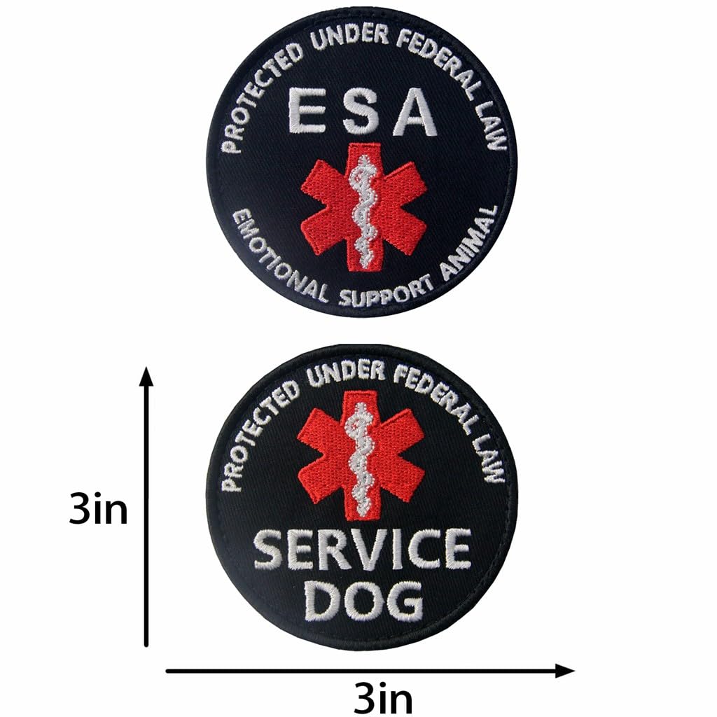 TailWag Planet Service Dog Patch - 2 Pack, Hook & Loop, 3x3 Inches, Embroidered