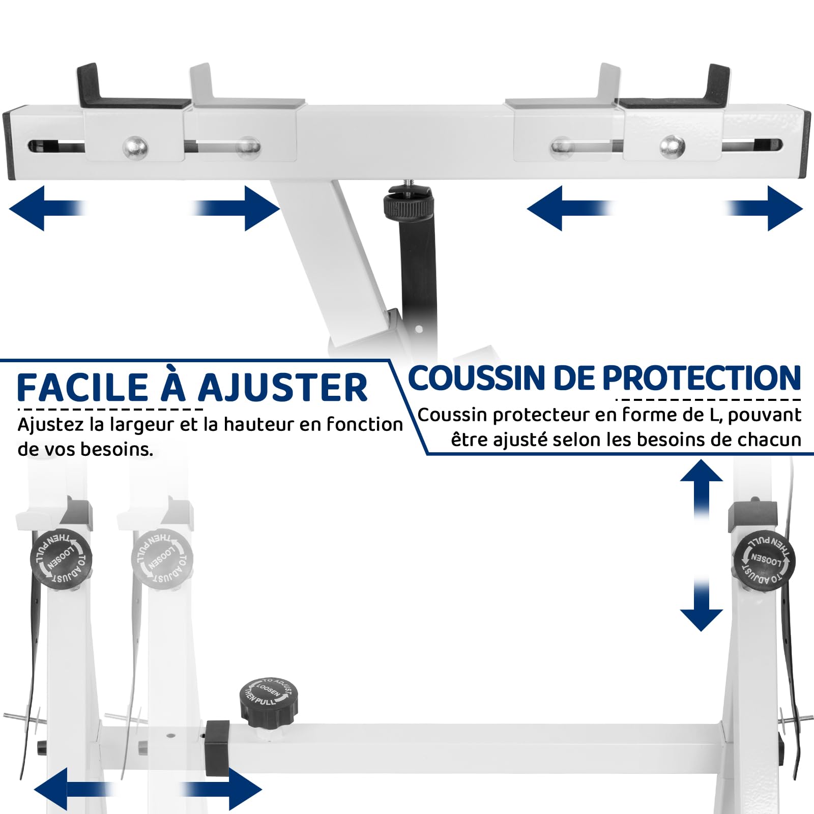 Soporte de teclado Piano Ajustable en Altura 55 a 87 cm, Soporte de Piano en Z con 4 ruedas giratorias, adecuado para Pianos de 54 a 88 Teclas, Capacidad de carga 160 KG (blanco)