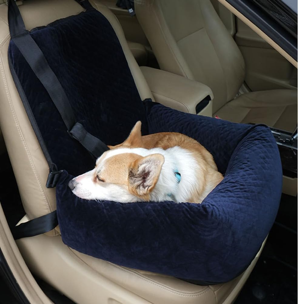 Asiento de Cama para Perros pequeños y medianos,Asiento de Seguridad de Viaje Suave para Mascotas con cinturón de Seguridad,Cama transportadora de Viaje para Mascotas Desmontable,E