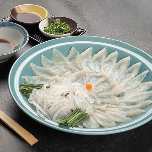 [12月31日着のみ]ふぐ料理専門店 『栄ふく』 国産 とらふぐ刺しセット(2〜3人前)青磁皿27cm付