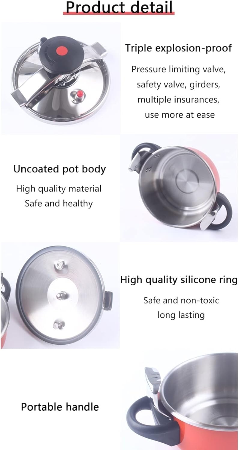 2L Small Pressure Cooker Stainless Steel for Pressure Foodie or Steaming, Compatible Induction Cooker Gas Home Cooker