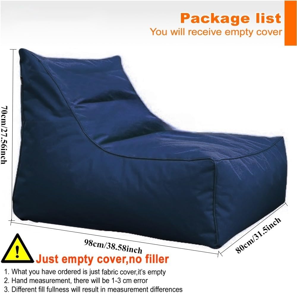 SXBCyan Waterproof Bean Bag Chair Cover No Filler-Bean Bags Floating for Pool-Outdoor Oxford Floats Lounger Pouf Beanbag Sofa Bed(80cm-Dark Grey)