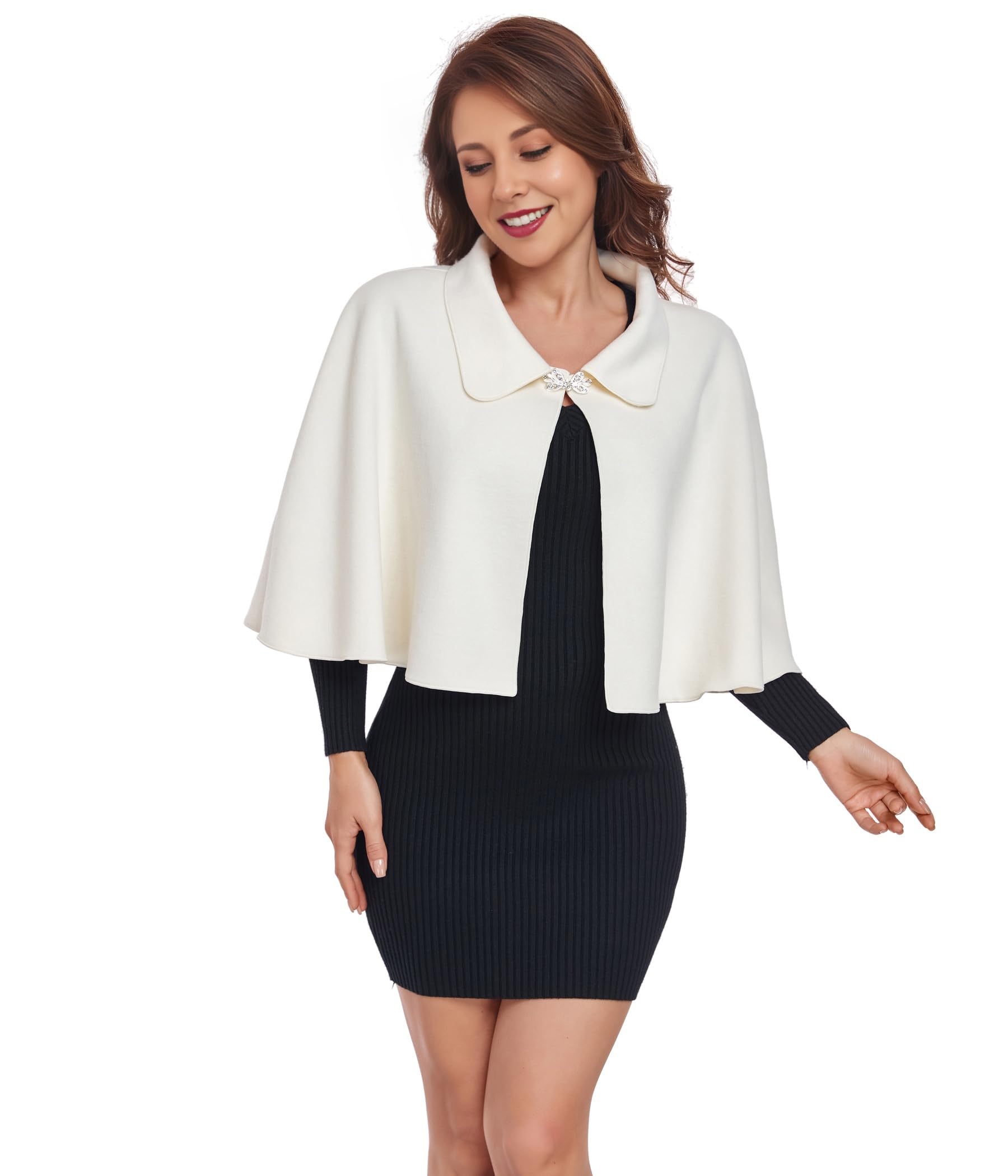 TONGFANTFL Cape courte pour femme - Poncho chaud pour l'automne et l'hiver