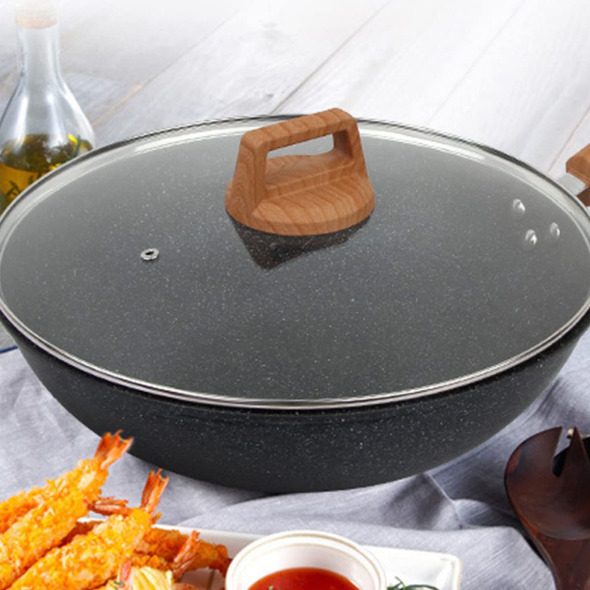 Tapa De La Olla De Vidrio Tapa De Sartén Olla De Cocina De Cubierta Para Wok a Prueba De Golpes Para Sartén Cubierta De Comida Redonda Universal Baquelita Cabilock