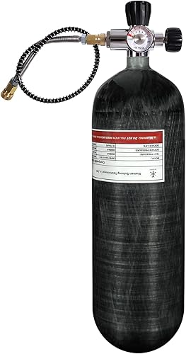 Miniatura 2 de TUXING Tanque de aire de fibra de carbono 4500psi 6.8L, sistema de aire comprimido PCP Paintball con válvula regulador medidor para rifles de aire