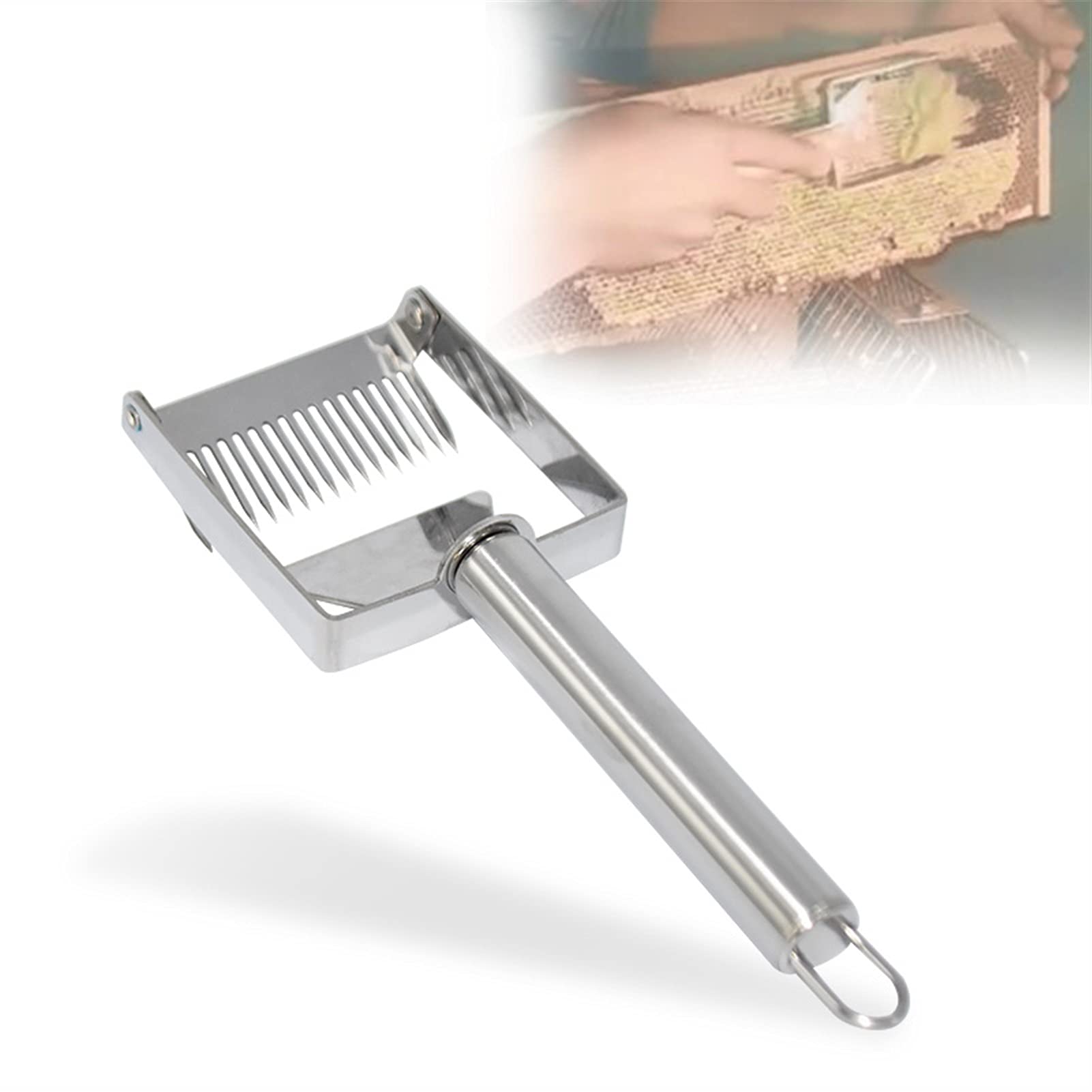 Imkerei-Handschuhe, Imkerei-Messer-Ausrüstung, Entdeckelungsschaber, Honig-Wabenschaber, Edelstahl-Griff-Werkzeug, Entdeckelungsgabel, Imkerei (Farbe: Edelstahl)