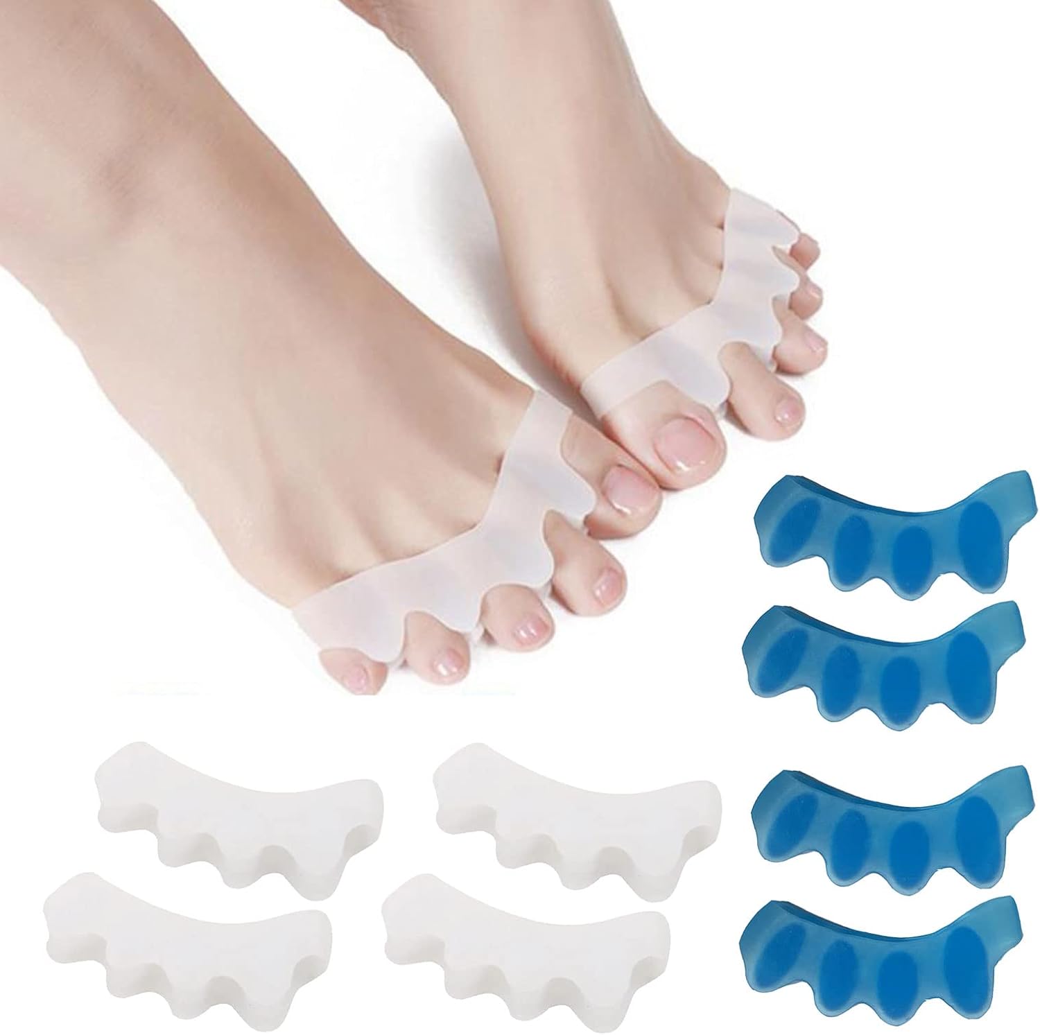 TSHAOUN 4 Pair Toe Separators,Soft Gel Toe Spacers,Toe Separators for