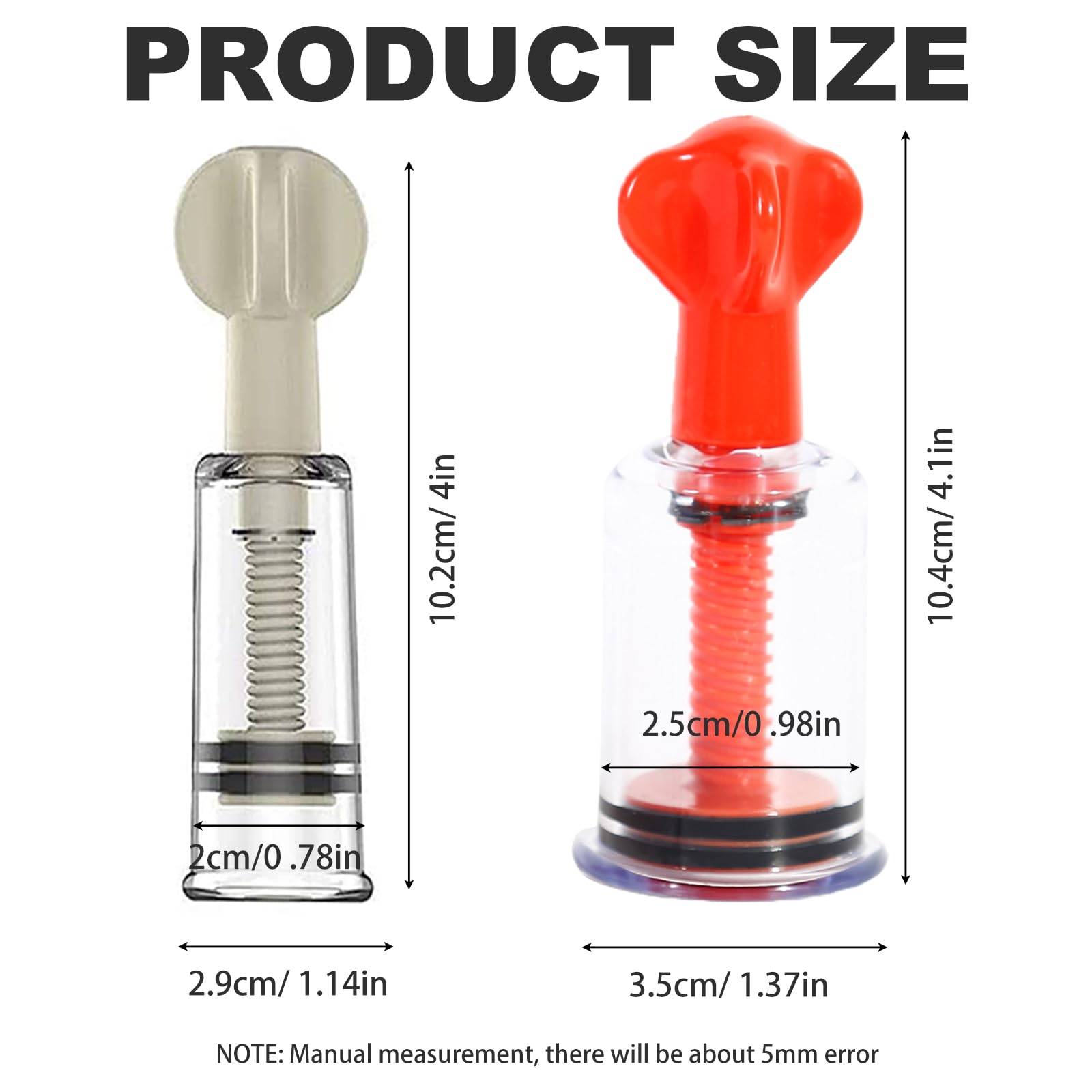 Jesakmie 4pcs 2Size Red White Nipplesuckers for Flat Inverted Nipples, Vacuum Pump Cup Nipple Corrector for Breastfeeding Mother or Women