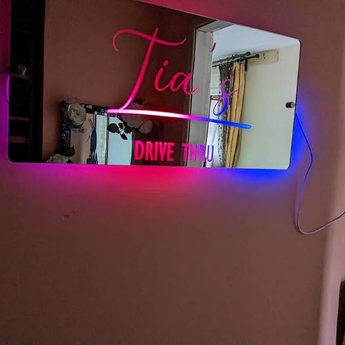 Miniatura 6 de 32" Personalised Name Mirror with Lights Led Color Changing Light Up Mirror Wall Mounted Name Neon Signs Gifts for New Year Birthday Valentine