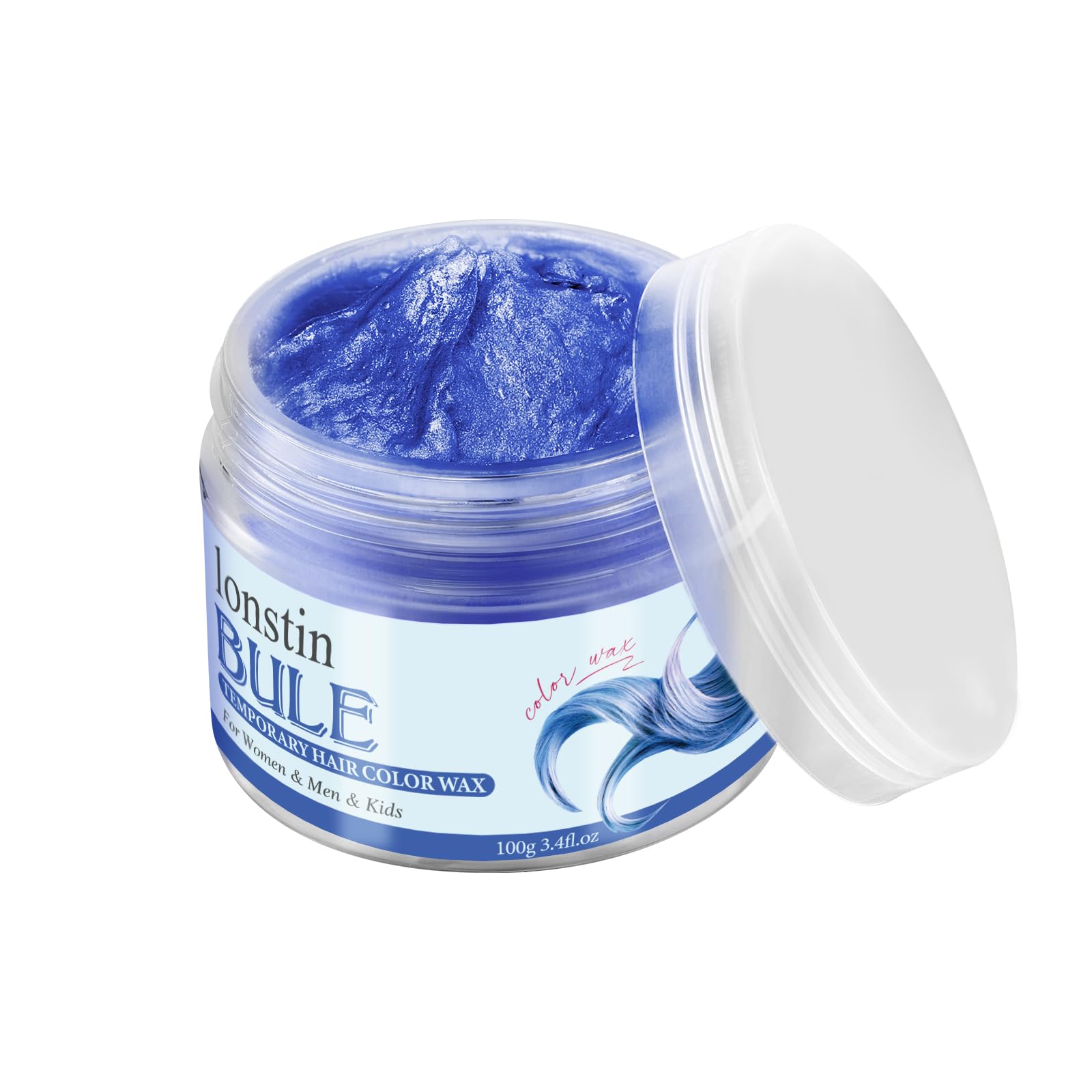 Temporary Hair Color For Kids Blue, lonstin Denim Blue Hair Dye Kids Hair Gel Washable Hair Wax Color Paint Wax For Women Men Dark Hair Halloween Christmas Party Girls Birthday