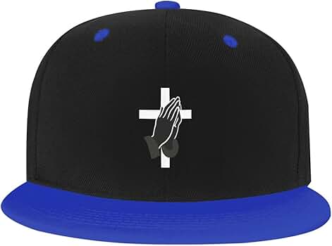 Flat Bill Hats for Men Women, Adjustable Jesus Praying Hands Cross