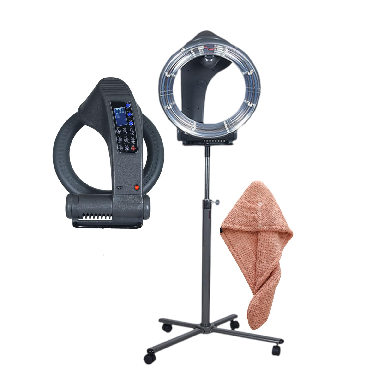 Professional Salon Standing Hair Dryer 1200w 3 in 1 Orbiting Infrared Hair Dryer Adjustable Time Temperature Universal Pulley