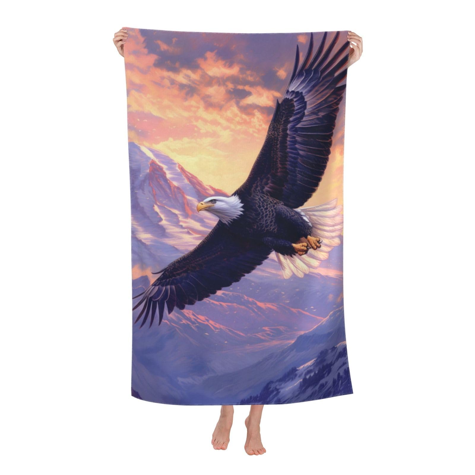 HLBSDM Bald Eagle Beach Towel Eagle Sand Free Microfiber Bath Towel Ultra Soft Quick Dry Pool Towel Absorbent Towel Lightweight Towel for Outdoor Bathroom Swimming Decor 31inx51in