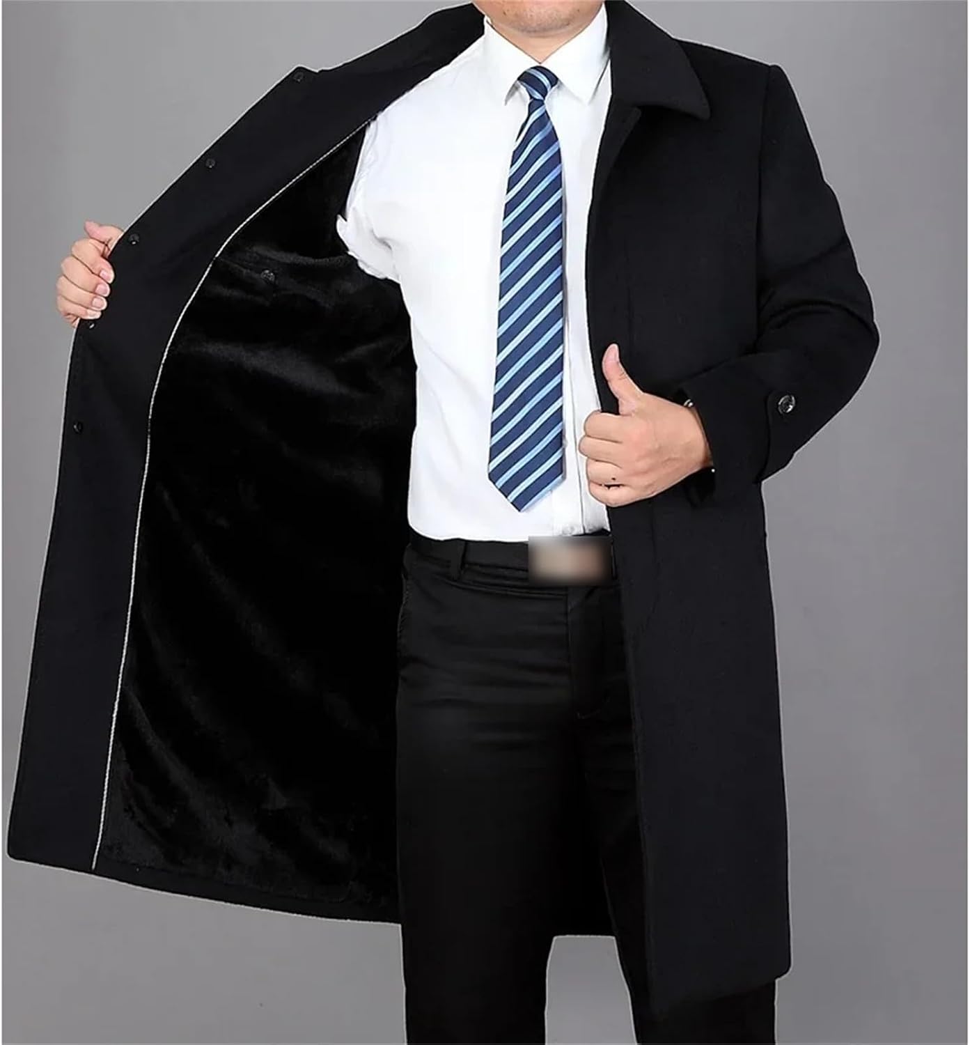 Winter Mens Wool Blend Trench Coat Men Clothing Autumn Warm Single Breasted Jacket Men's Woolen Medium Long Coats