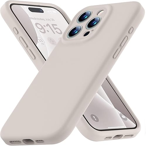 Ktele Compatible con iPhone 15 Pro Max, silicona mejorada protección de cámara forro de microfibra suave Funda de goma de gel delgada cubierta
