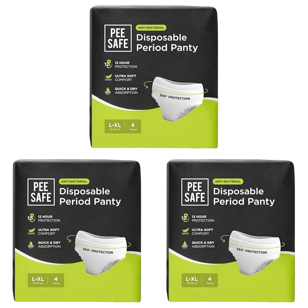 Pee Safe Disposable Period Panties | L-XL | 4 Panties | 360° Protection | 12 Hr Protection | Leak Proof | Overnight Comfort | Rash & Toxin Free | Seamless Fit (Pack of 3)-image-32