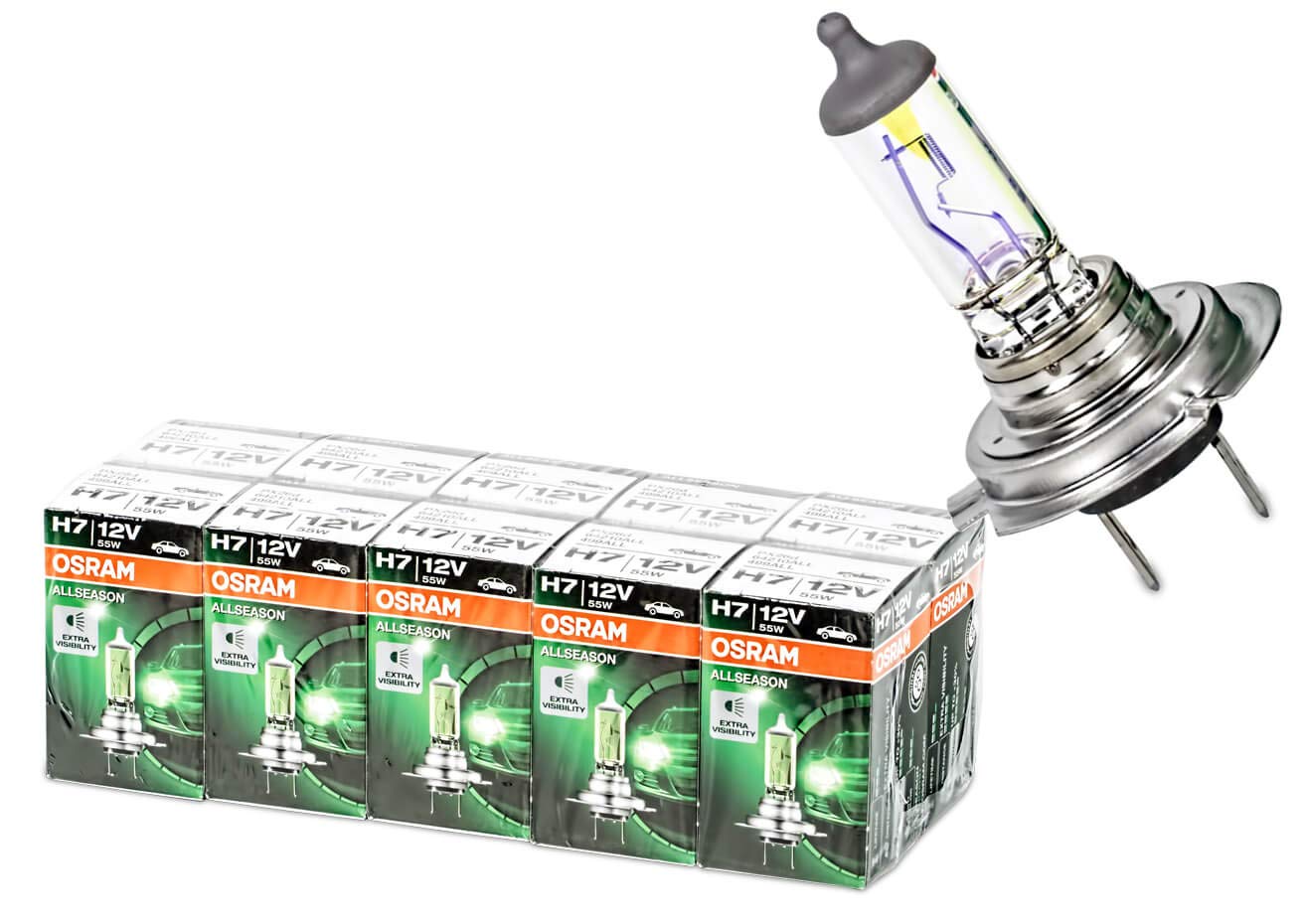 Osram 64210ALL AllSeason H7 12V Autolampe 30% mehr Licht (10 Stück)