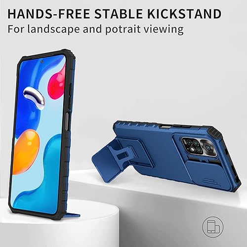 Miniatura 5 de Asuwish Funda de teléfono para Xiaomi Redmi Note 11S11 4G con protector de pantalla de vidrio templado y cubierta de cámara deslizante Soporte