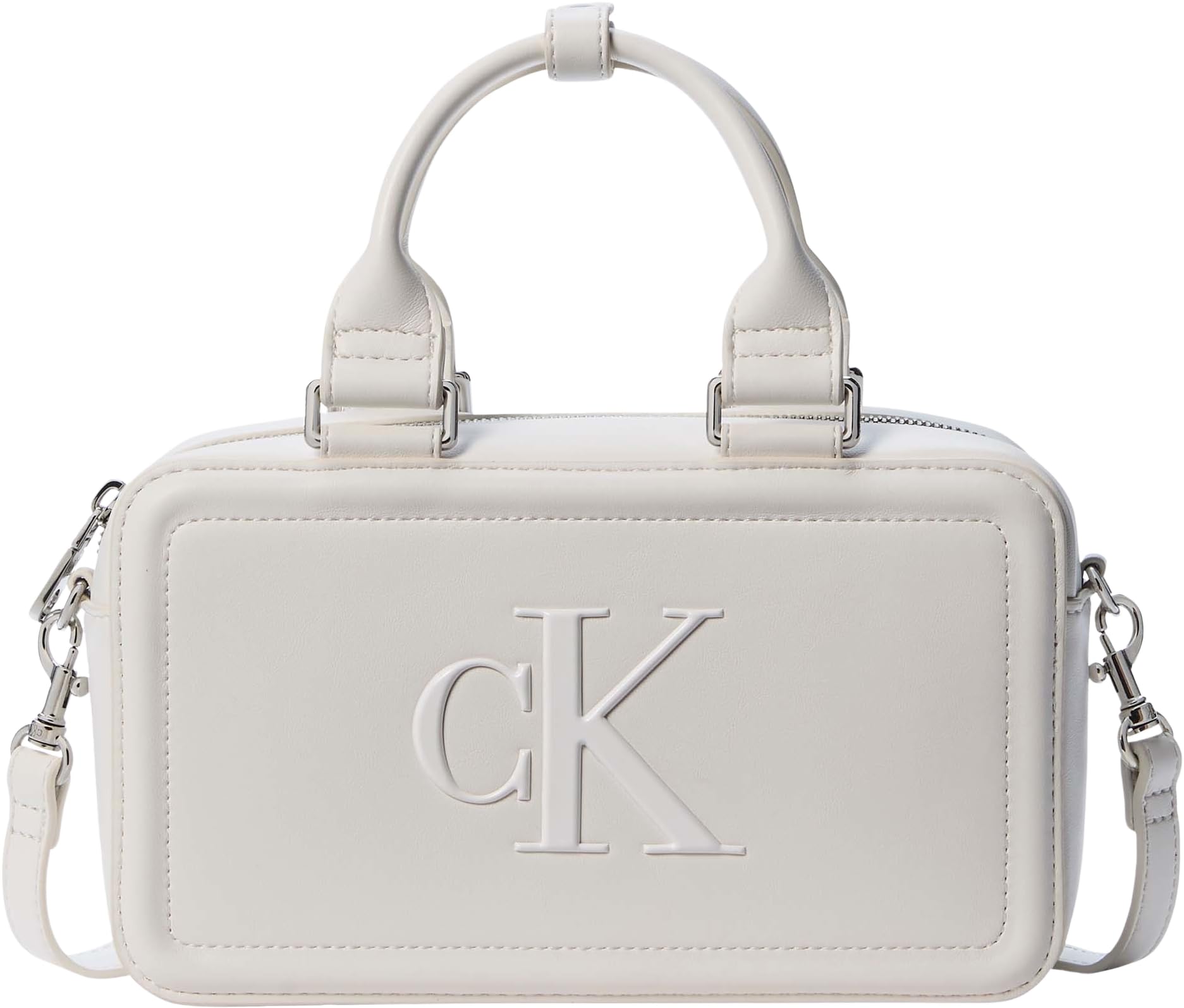 Calvin Klein Women's Bold Ck Bauletto Crossbody LV04F3411G, WHITE, One Size