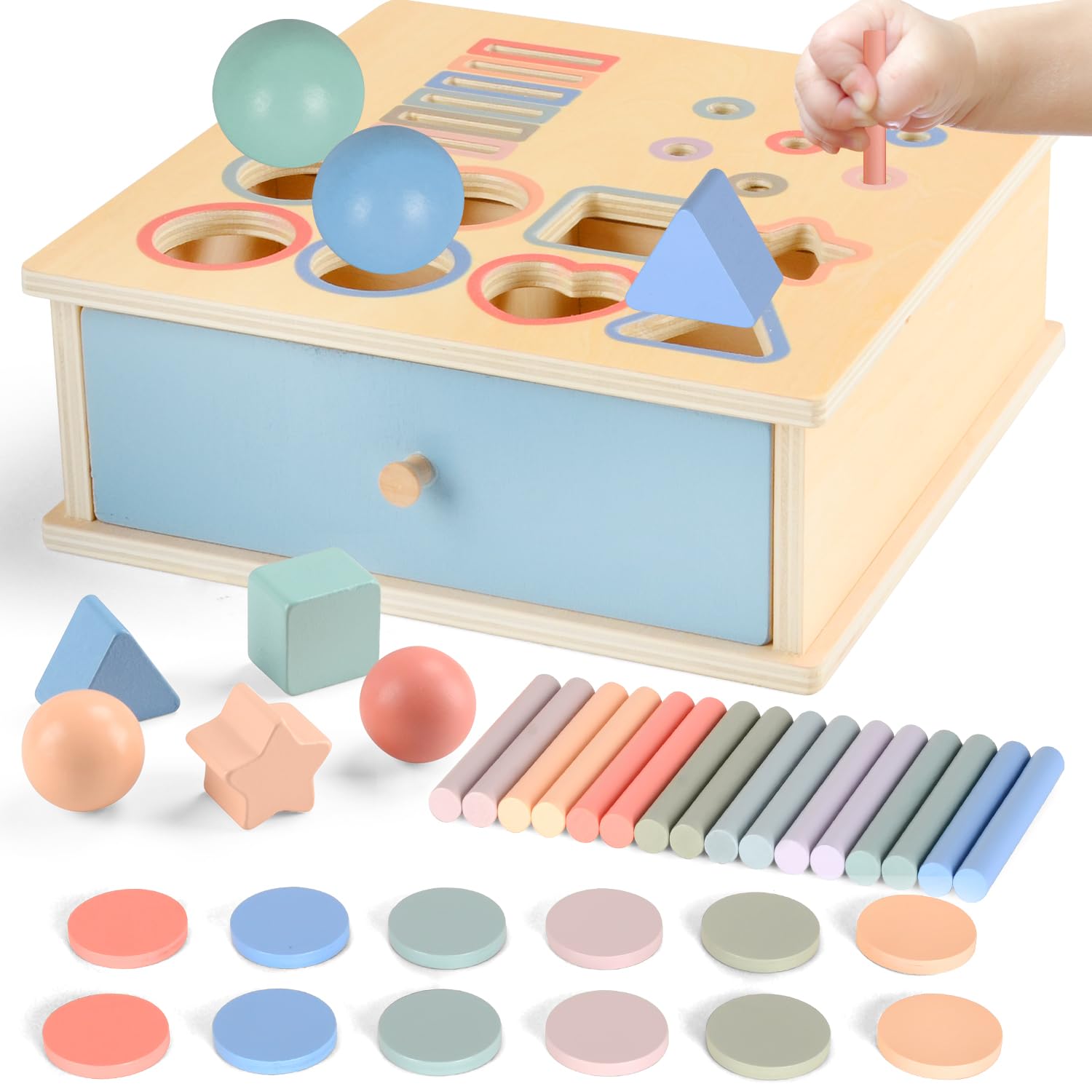 PQETBV Giocattoli Montessori da Ordinare 1 2 3 Anni, 3 in 1
