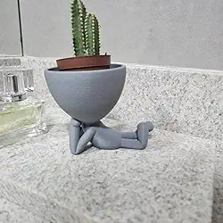 Vasinho Decorativo de Pessoa Sonhador em Impressão 3D – Criativo e Divertido, Ideal para Decoração com Plantas – Feito em PLA Biodegradável - TYDA (CINZA)