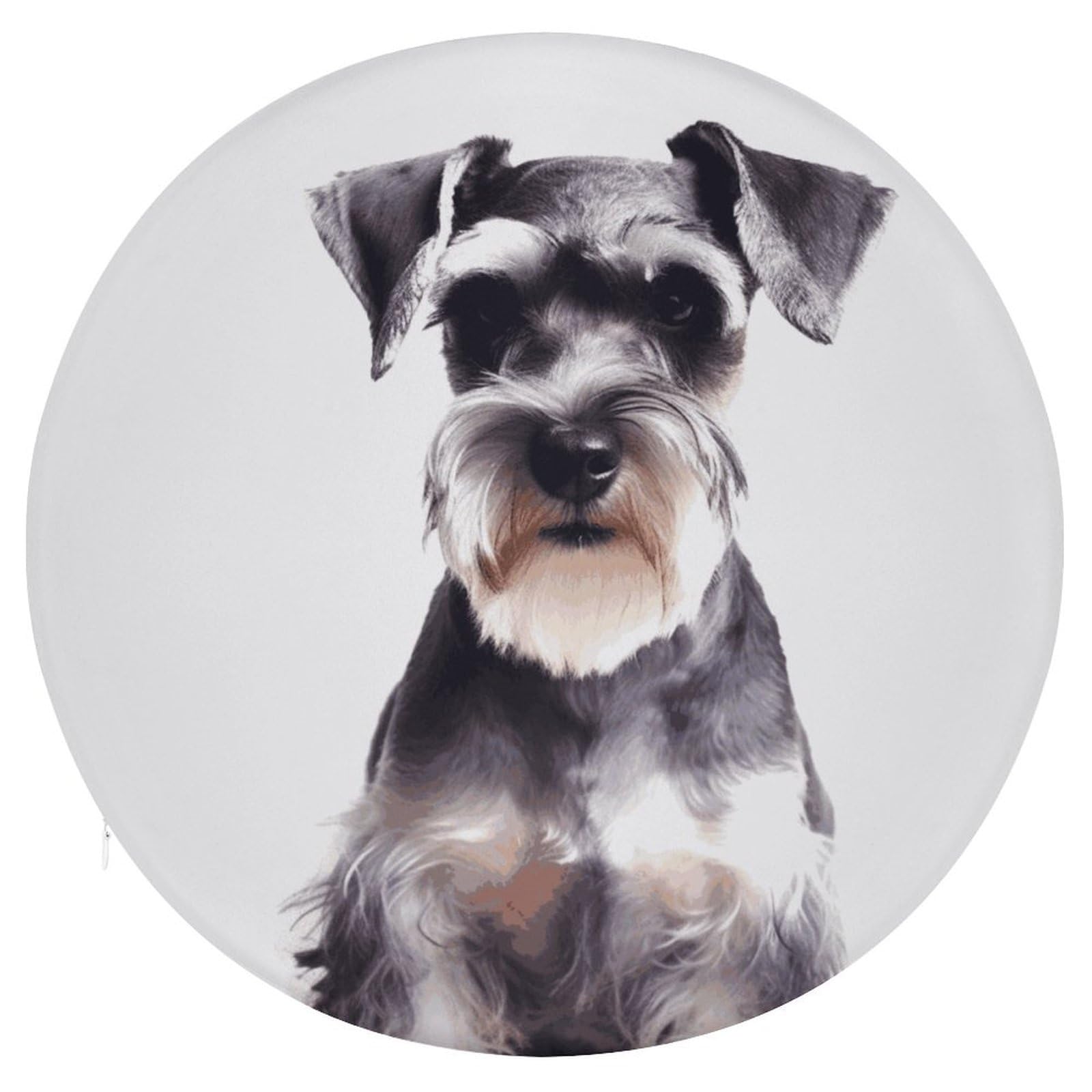 JTREHY Well-Behaved Schnauzer Cushion Soft Breathable Round Cushions Multi-Functional with Zipper Floor Pillows Cushion for Various Indoor Occasions Chair Pad