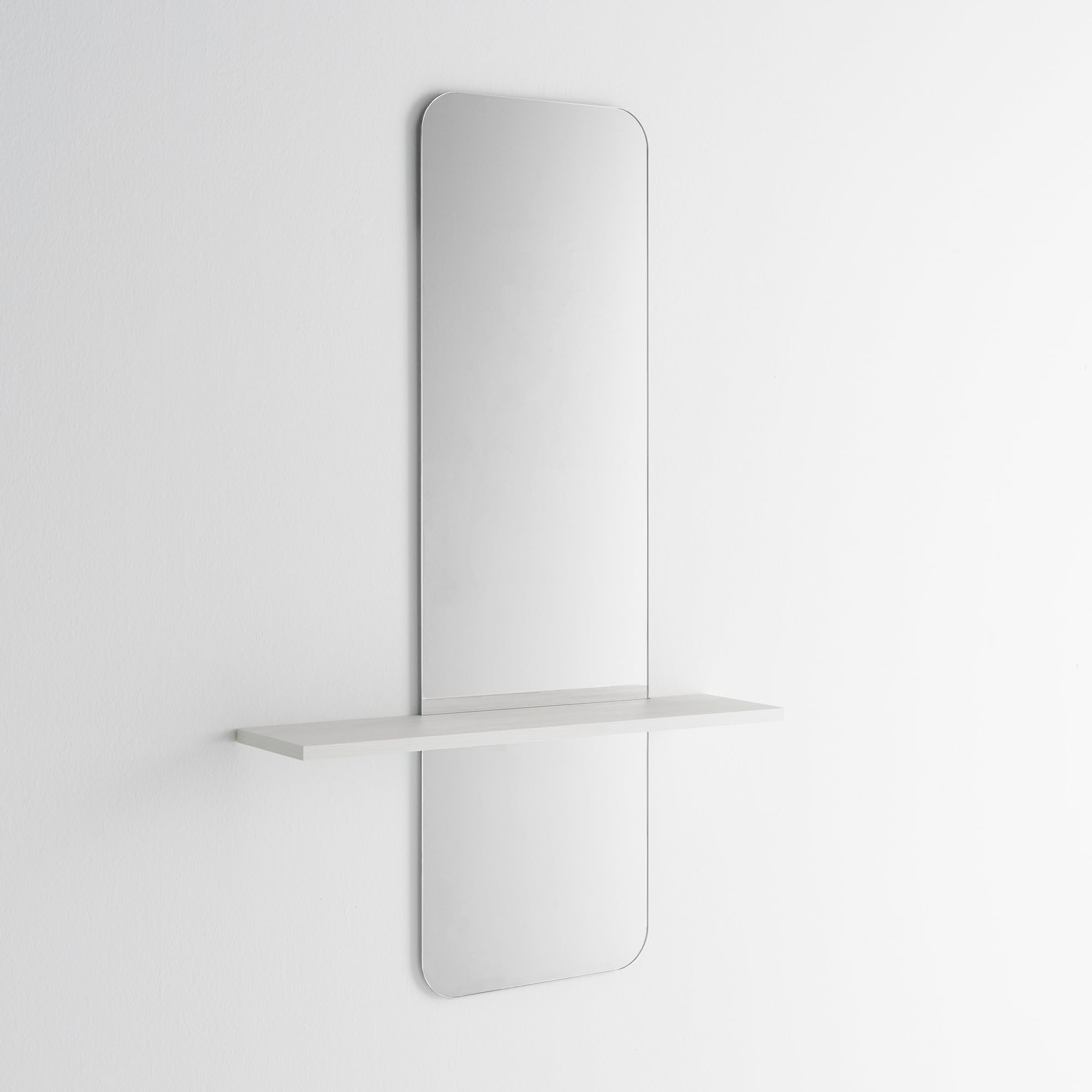 ARHome Specchiera Sagomata con Mensola Modern, 130 x 80 x 19 cm, Bianco Frassinato (Prodotto in Italia)