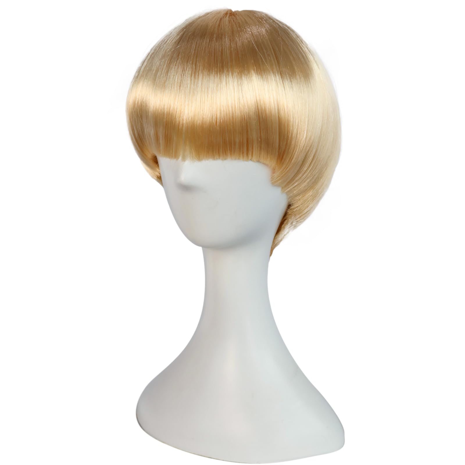 BECULINA Short Blonde Mushroom Wig with Hair Cap Bowl Cut Wigs Short Blonde Funny Wig for Men for Halloween Party Wigs Blond Bob Hair With Bangs for Christmas Cosplay Costume Outfit - Image 4