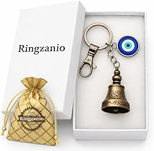 Guardian Bell Keychain for Bike and Car | Tibetan Bell Keychain with Evil Eye | Good Luck Charm Bell | Ghanti for Bike | Guardian Bell | Gift for Men | Protection Charm | Gift for Rider