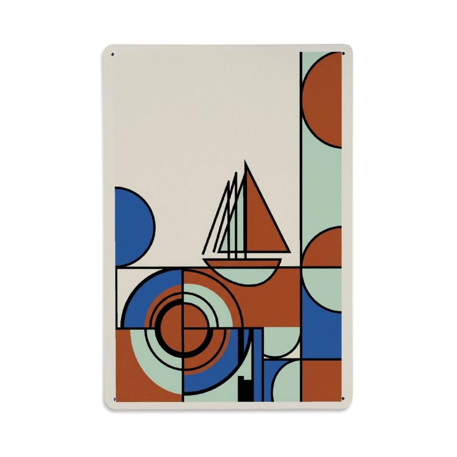 Harbor Sailboat Vertical Shape Layout Rounded Forms Metal Tin Sign Plaque Wall Decor for Cafe, Man Cave, Club Bar, Office, Home Garden Round Metal Poster 8x12Inch
