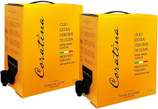 Terre di Lidia – Extra Virgin Olive Oil – 2 Bag in Box x 5L (10L) – Box with Side Tap – Short Production, Campagna 2025/26 – Coratina Variety, Intense Taste – 100% Italian Production
