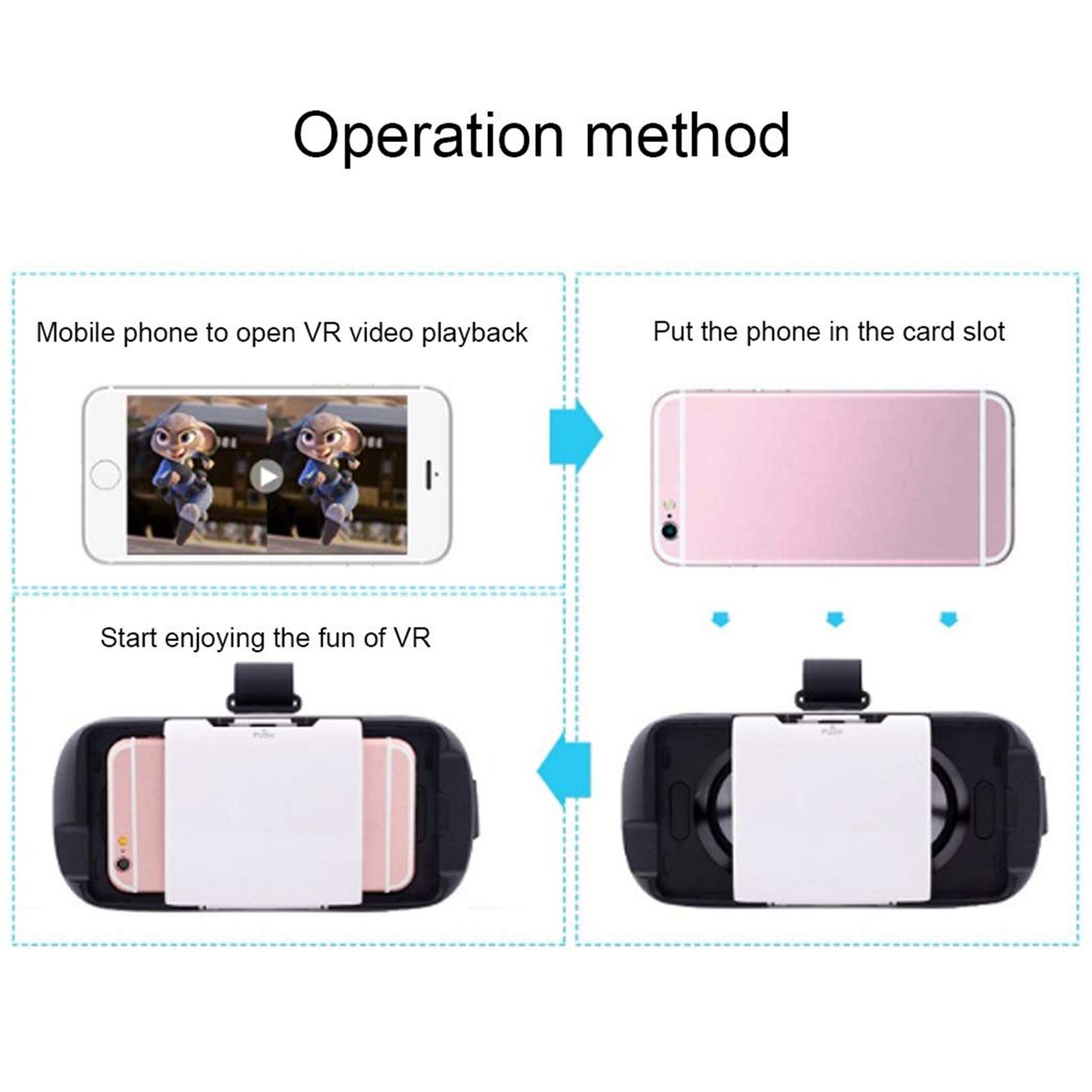 Visore VR Occhiali VR 3D, Cuffie per Realtà Virtuale VR con Lenti Regolabili, 3D Film Glasses Adatto per Smartphone 4,7-5,7 Pollici