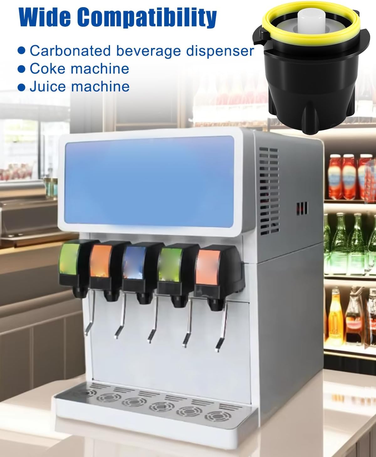 Lever Activated Valve 3.0 Soda Coke Valve Nozzle 28545 Diffuser Internal Mixer 28368 Fit for Cola Machines Juice Mixers Carbonated Beverage Dispensers, 4 Pack