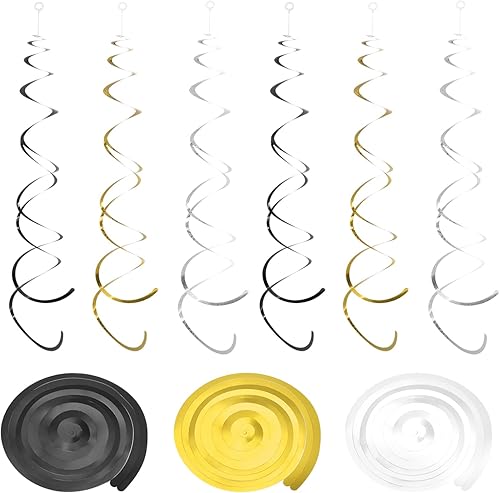 Miniatura 8 de MECCANIXITY 30 espirales colgantes de color rosa claro para fiestas, decoración colgante de doble tira de 27.6 pulgadas, serpentinas de techo de