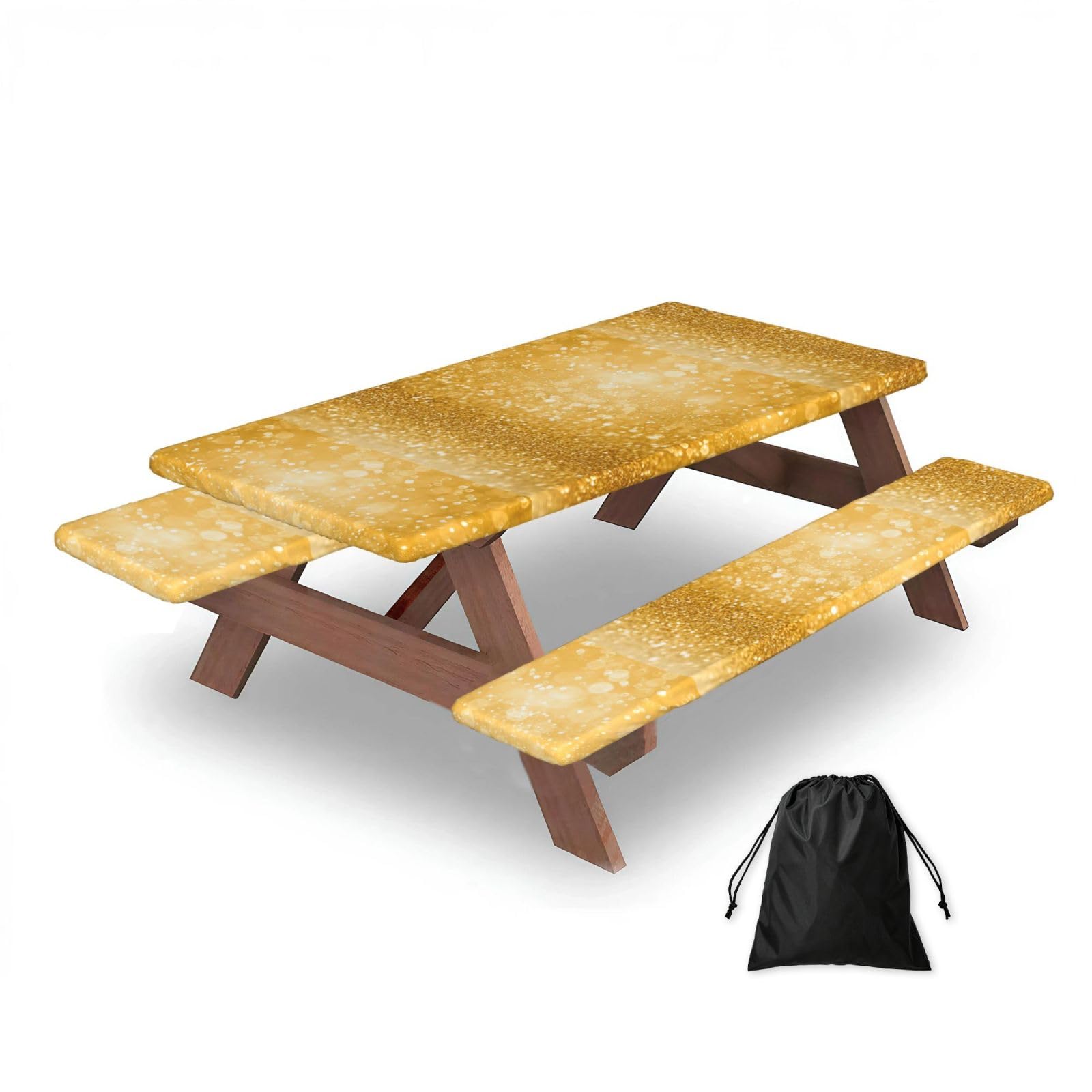 Images Of Glitter, Picnic Table Cover With Bench Covers -Waterproof Elastic Fitted Tablecloth for Garden Camping Patio 76x152cm