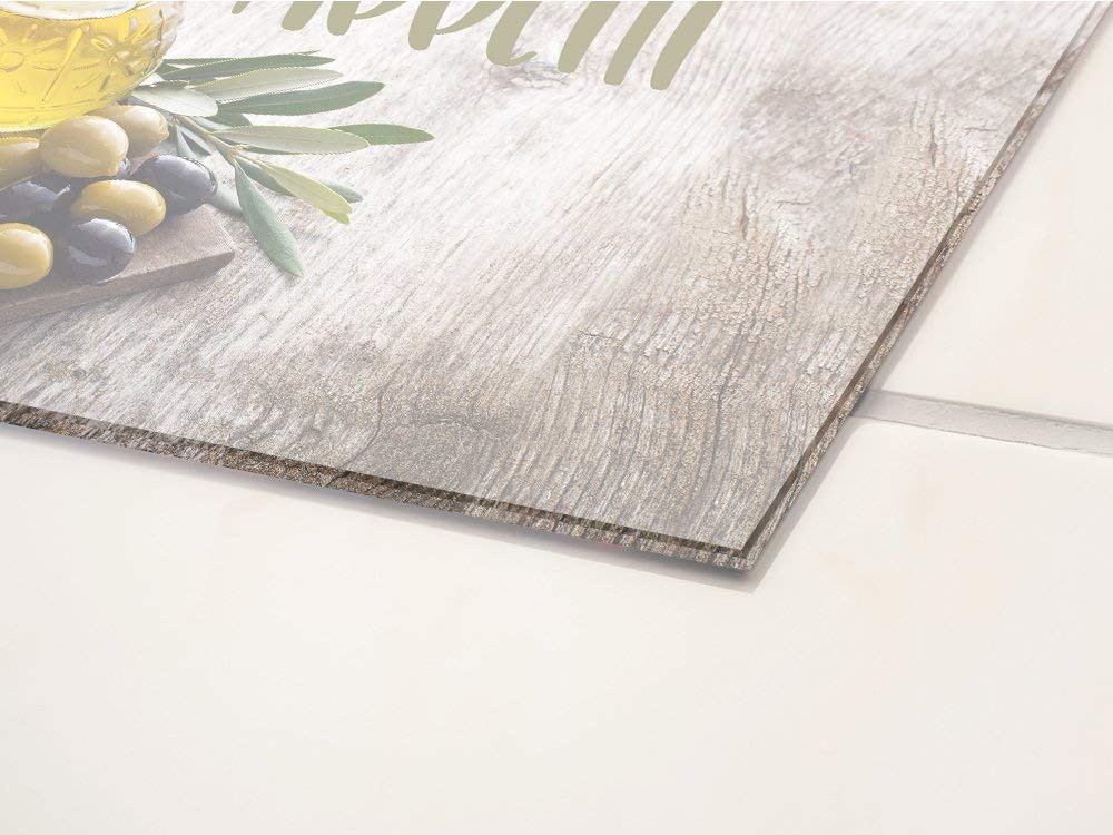 GRAZDesign Spritzschutz Küche Glas Guten Appetit mit Olivenzweig braun, Küchenrückwand Rückwand 80x60cm