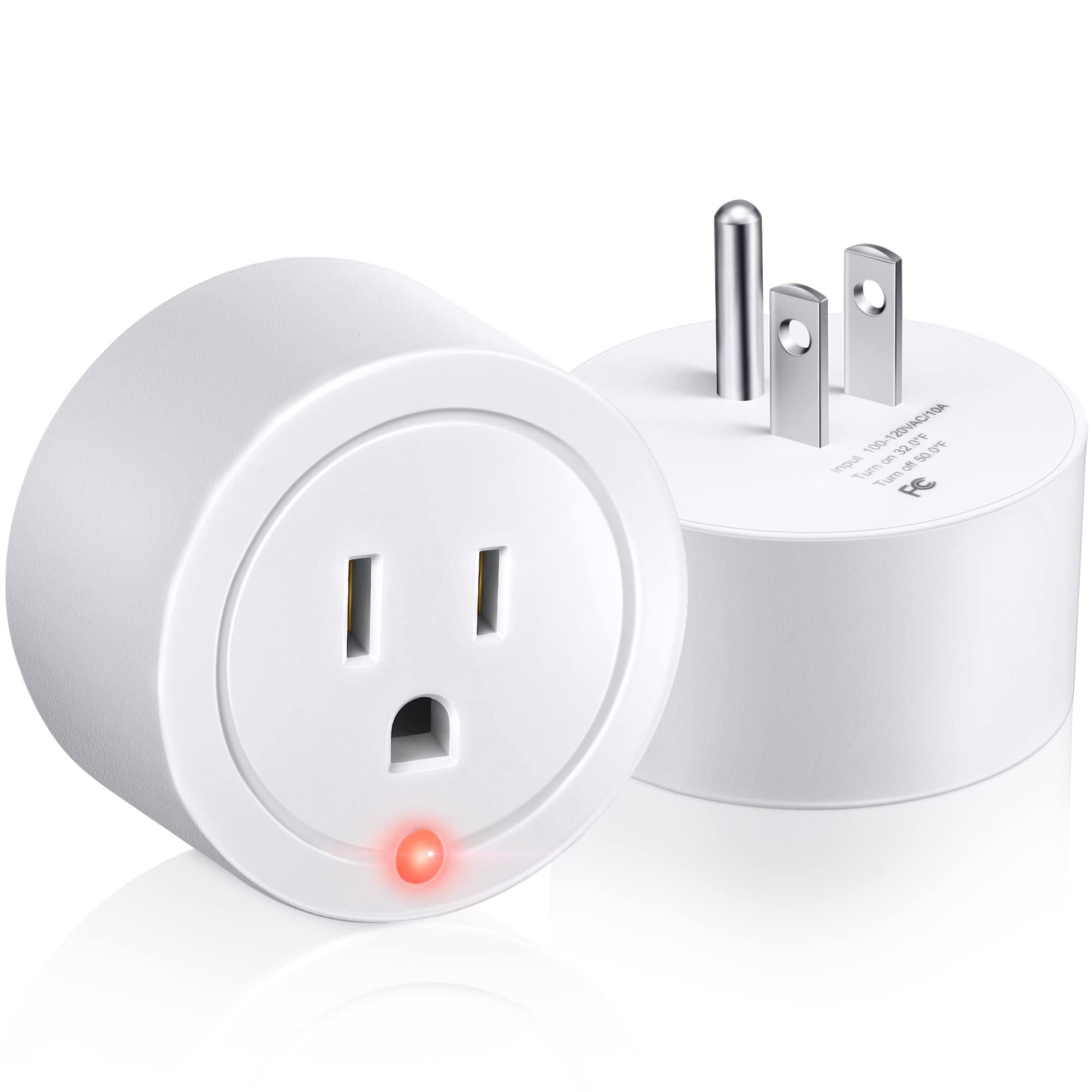 2 Pieces Thermostatically Controlled Outlet, On at 32°F/Off at 50 °F Thermostat Plug Outlet for Winter Chicken Water Coop Heater, Temperature Controllers for Bird Bath Deicer Outdoor