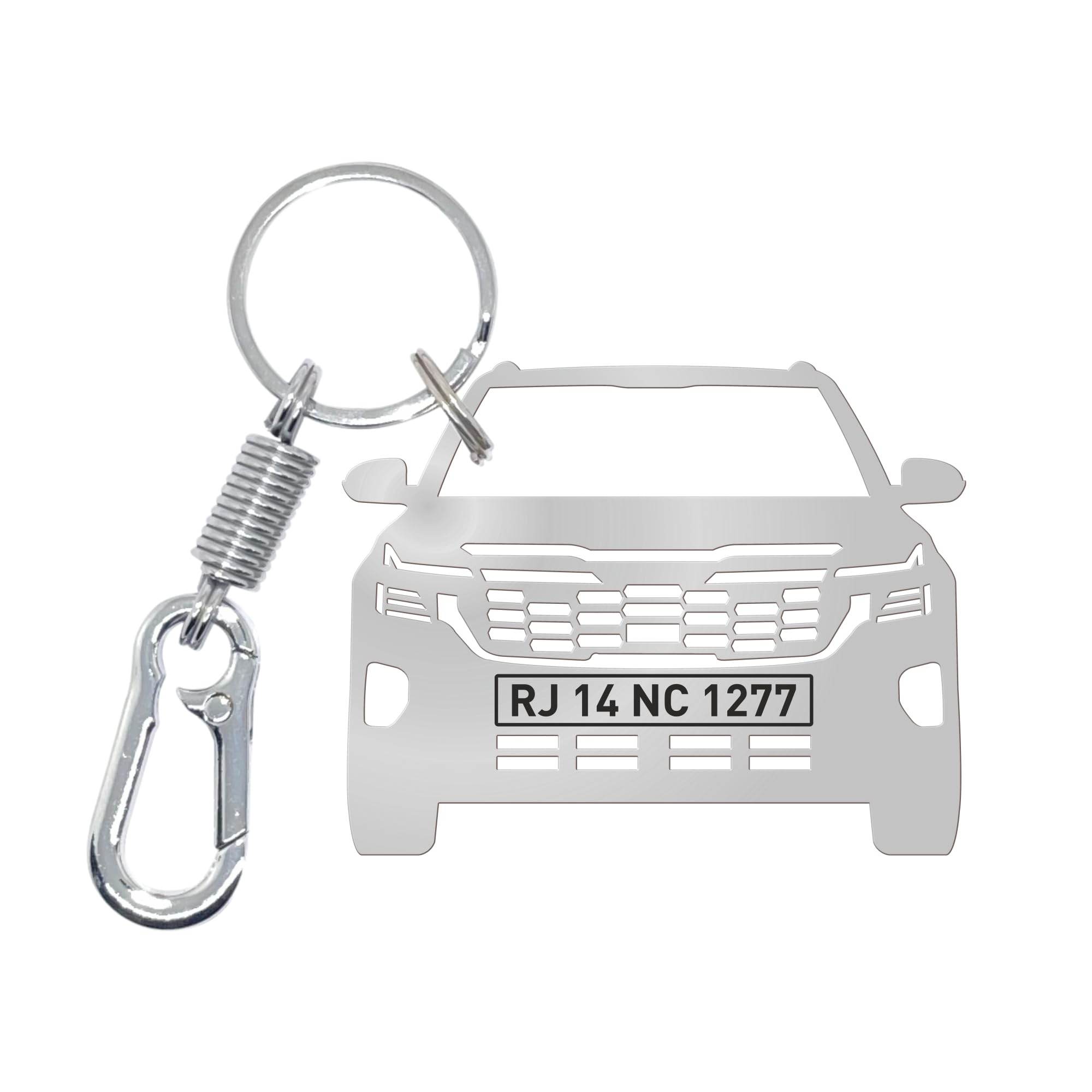 Black Laser Engrave Customize Matt Finish Stainless Steel Car Keychain with personalize Number. Metal Key chain Gift for car and bike lovers
