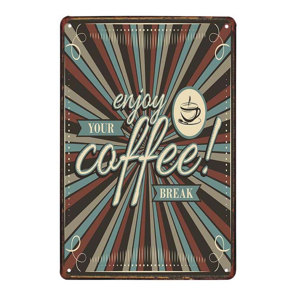 Juego de 4 placas de metal retro vintage con diseño de café