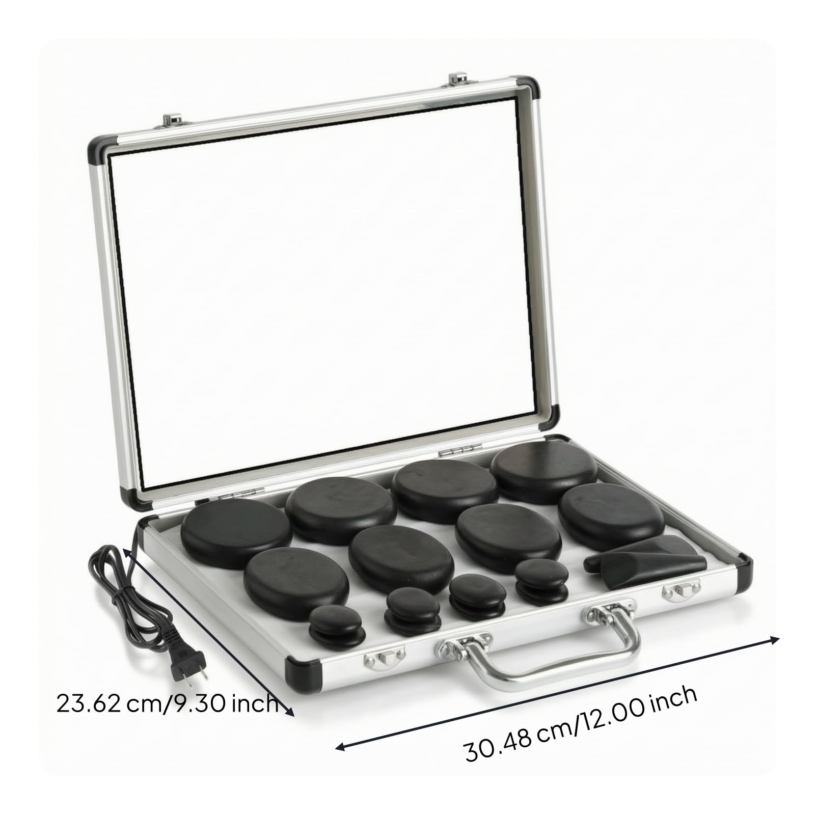 Hot Stone Massage Kit mit Heizkoffer beheizbar Massagesteine mit Koffer schnell erhitzbar Massagesteine für Spa, Massage