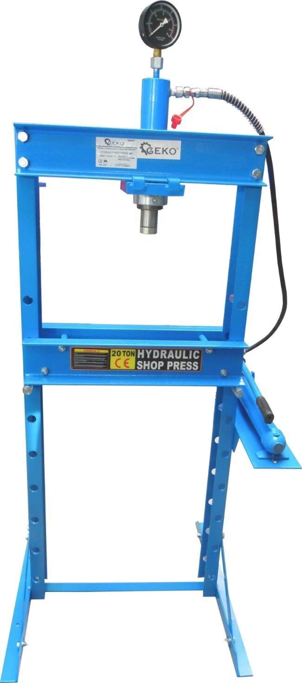 Geko G02087 - Prensa hidráulica con manómetro, 20 toneladas, color negro