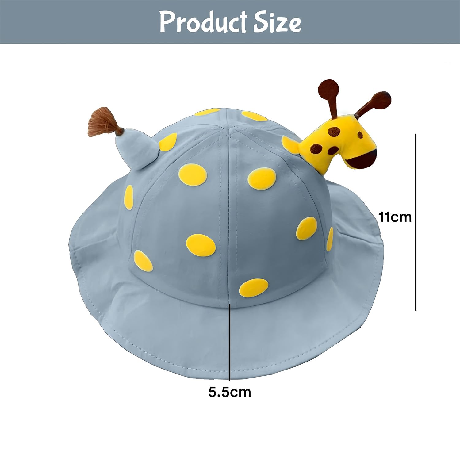 SYGA Cotton Baby Bucket Sun Hat For Sun Protection Cap Fishermans Hats Spring Cute Baby Cartoon Giraffe Cap For 6 Months - 3 Years Children (Blue) - Image 3 thumbnail