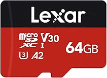 Lexar Micro SD Karte 64GB, Speicherkarte Micro SD mit SD Adapter, Bis zu 160 MB/s Lesegeschwindigkeit, UHS-I, U3, A2, V30, C10, 4K UHD microSDXC Memory Card